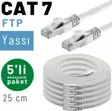 5 adet 25 cm IRENIS CAT7 Kablo Yassı FTP Ethernet Network LAN Kablosu, Beyaz 