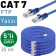 5 adet 25 cm IRENIS CAT7 Kablo Yassı FTP Ethernet Network LAN Kablosu, Mavi