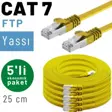 5 adet 25 cm IRENIS CAT7 Kablo Yassı FTP Ethernet Network LAN Kablosu, Sarı