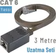 IRENIS 3 Metre CAT6 Kablo Uzatma Seti, Yassı Ethernet Kablo ve Ekleyici