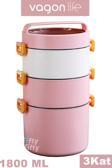 Vagonlife Lunch Box 3 Katlı Büyük Boy 1800 ML  Ofis-Okul İçin Yeni Nesil Sefer Tası-FFLBOX3KAT1800ML
