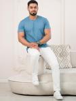 Paul Martin Bisiklet Yaka Önü Baskılı Pamuklu Basic Regular Fit T-shirt