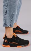 Tonny Black Unisex Siyah Turuncu Poli Taban Tekstil Kumaş Bağcıklı Spor Ayakkabı