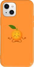 iPhone 15 Plus Uyumlu Turuncu Renkli Silikon Meditasyon Portakal  Telefon Kılıfı