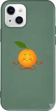 iPhone 15 Plus Uyumlu Yeşil Renkli Silikon Meditasyon Portakal  Telefon Kılıfı