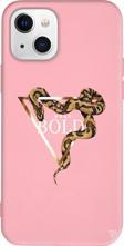 iPhone 15 Uyumlu Pembe Renkli Silikon Bold Yılan Animal Koleksiyonu Telefon Kılıfı