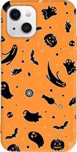 iPhone 15 Uyumlu Turuncu Renkli  Cadılar Bayramı Halloween Black Telefon Kılıfı