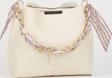 Vivaq Kadın Krem Fularlı Zincir Aksesuarlı Yumuşak Deri 3 Bölmeli El Kol Ve Omuz Çantası