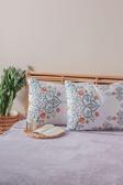 Mislina 2'Li Beyaz Mavi Çiçek Desen Yastık Kılıfı Pamuk Polyester Kolay Ütülenir 50X70