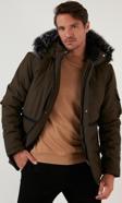 Buratti Peluş Astarlı Suya ve Rüzgara Dayanıklı Soğuk Geçirmez Slim Fit Erkek Mont 5711051 HAKİ