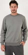 Buratti Pamuklu Bisiklet Yaka Regular Fit Basic Erkek Sweat 5905521 AÇIK HAKİ