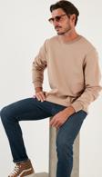 Buratti Pamuklu Bisiklet Yaka Regular Fit Basic Erkek Sweat 5905521 VİZON