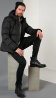Buratti Kapüşonlu Suya ve Rüzgara Dayanıklı Soğuk Geçirmez Slim Fit Erkek Mont 5717101 SİYAH