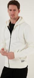Buratti Slim Fit Kapüşonlu Fermuarlı İçi Tüylü Yumuşak Şardonlu Kışlık Erkek Sweat 5905340 EKRU