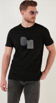 Buratti Baskılı Bisiklet Yaka % 100 Pamuk Slim Fit Erkek T Shirt 646B3950 SİYAH