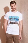 Buratti Baskılı Bisiklet Yaka % 100 Pamuklu Slim Fit Erkek T Shirt 541YELKEN24 BEYAZ