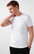 Buratti % 100 Pamuklu Slim Fit Bisiklet Yaka Cepli Erkek T Shirt 5902000 BEYAZ