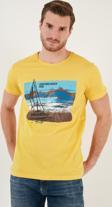 Buratti Baskılı Bisiklet Yaka % 100 Pamuklu Slim Fit Erkek T Shirt 541YELKEN24 SARI