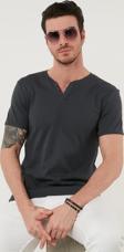 Buratti % 100 Pamuklu V Yaka Slim Fit Erkek T Shirt 5902122 ANTRASİT