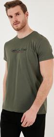 Buratti Baskılı Bisiklet Yaka % 100 Pamuk Slim Fit Erkek T Shirt 541ENJOY HAKİ