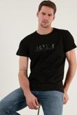 Buratti Bisiklet Yaka % 100 Pamuk Slim Fit Erkek T Shirt 541NATURE SİYAH