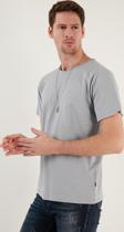 Buratti Bisiklet Yaka % 100 Pamuk Regular Fit Basic Erkek T Shirt 59020001 AÇIK GRİ