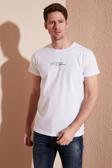 Buratti Bisiklet Yaka % 100 Pamuk Slim Fit Erkek T Shirt 541IFIT BEYAZ