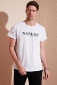 Buratti Bisiklet Yaka % 100 Pamuk Slim Fit Erkek T Shirt 541NATURE BEYAZ