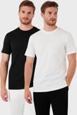 Buratti Pamuklu Regular Fit 2'li Basic Erkek T Shirt 59020202 SİYAH-BEYAZ