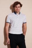 Buratti Pamuk Karışımlı Desenli Slim Fit Erkek Polo Yaka T Shirt 646B3280 BEYAZ