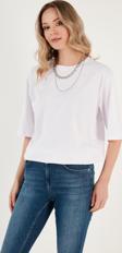 Lela Pamuklu Oversize Bisiklet Yaka Bayan T Shirt 5864562 BEYAZ