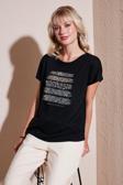 Lela Baskılı Bisiklet Yaka Regular Fit Bayan T Shirt 6671003 SİYAH