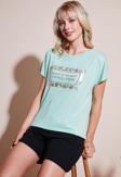 Lela Baskılı Bisiklet Yaka Regular Fit Bayan T Shirt 6671007 MİNT