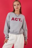 Lela Pamuklu Oversize Bisiklet Yaka İçi Yumuşak Tüylü Şardonlu Bayan Sweat 5864879 GRİ