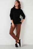Lela Pamuklu Regular Fit Bisiklet Yaka Basic Bayan Sweat 5863569 SİYAH