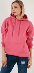 Lela Regular Fit Pamuklu Kapüşonlu Yaka Şardonlu Kışlık Bayan Sweat 5863854 FUŞYA