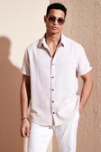 Buratti % 100 Pamuk Keten Görünümlü Slim Fit Kısa Kollu Erkek Gömlek CF21S111766 TAŞ