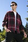 Buratti Ekoseli Uzun Kollu Slim Fit Kışlık Erkek Gömlek CF21W112844 BORDO