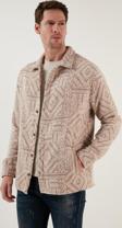 Buratti Desenli Slim Fit Cepli Kışlık Erkek Gömlek CF23W346032 VİZON