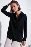 Lela Regular Fit Önü Kısa Arkası Uzun Düz Bayan Gömlek 611GO020 SİYAH