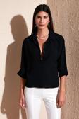 Lela Relaxed Fit Truvakar Kollu Arkası Uzun Bayan Gömlek 67033392S4 SİYAH