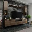 MobilyaFırsat Ideal Tv Ünitesi Duvar Raf Ve Duvar Dolaplı Q7025-2 Ceviz