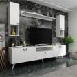 MobilyaFırsat Ideal Tv Ünitesi Duvar Raf Ve Duvar Dolaplı Q7025-1 Beyaz