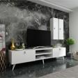 MobilyaFırsat Ideal Tv Ünitesi Duvar Raf Ve Duvar Dolaplı Q7018-1 Beyaz