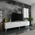 MobilyaFırsat Ideal Tv Ünitesi Duvar Raf Ve Duvar Dolaplı Q7019-1 Beyaz