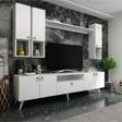 MobilyaFırsat Ideal Tv Ünitesi Duvar Raf Ve Duvar Dolaplı Q7024-1 Beyaz