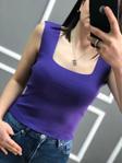 Işılda Kadın Triko Crop Top Uzunluk 55 Cm Mor Standart