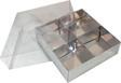Asetat Kapaklı Karton Kutu 12x12x3 CM 4 Bölmeli Kutu (10 Adet)  Gümüş