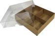Asetat Kapaklı Karton Kutu 12x12x3 CM 4 Bölmeli Kutu (10 Adet)  Kraft