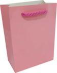 İp Saplı Karton Çanta Minik Boy Düz Renk 13.8X10X5 CM (25 Adet)   Pembe